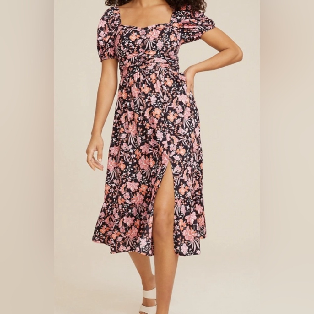 Maurice’s Floral Sweetheart Neck Midi Dress